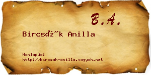 Bircsák Anilla névjegykártya